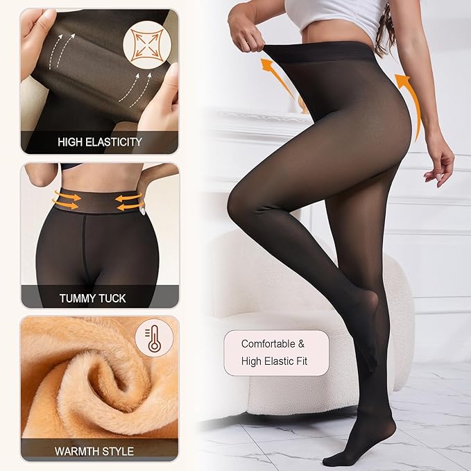 warm sheer tights with skin-tone effect – winter thermal pantyhose