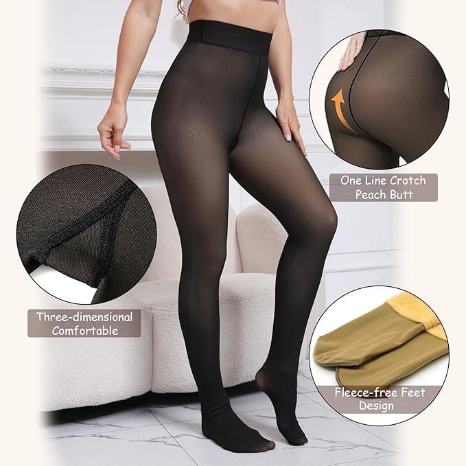warm sheer tights with skin-tone effect – winter thermal pantyhose