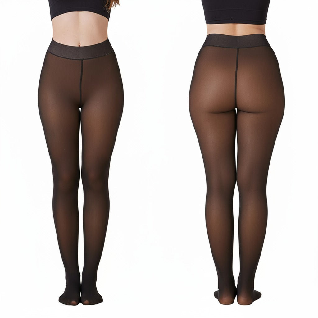 warm sheer tights with skin-tone effect – winter thermal pantyhose