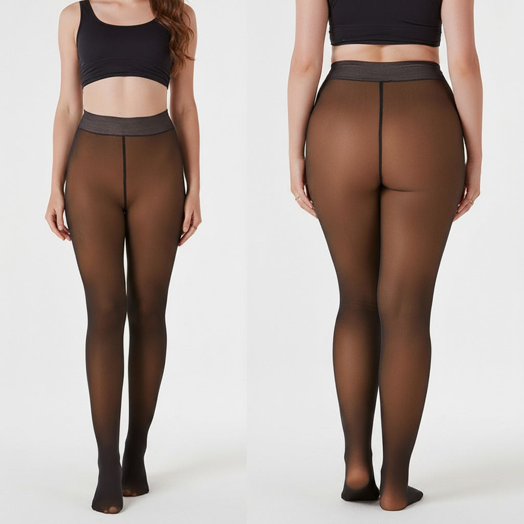 warm sheer tights with skin-tone effect – winter thermal pantyhose