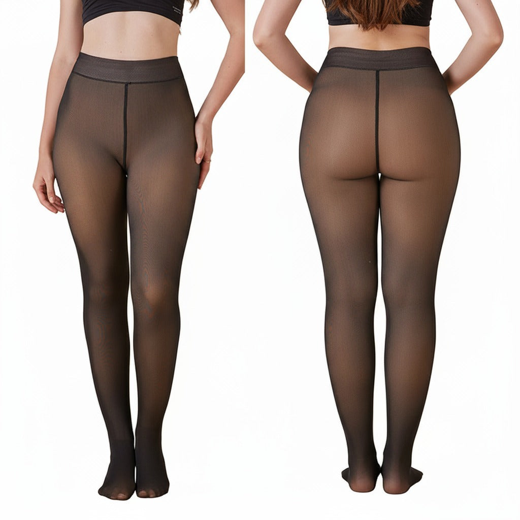warm sheer tights with skin-tone effect – winter thermal pantyhose