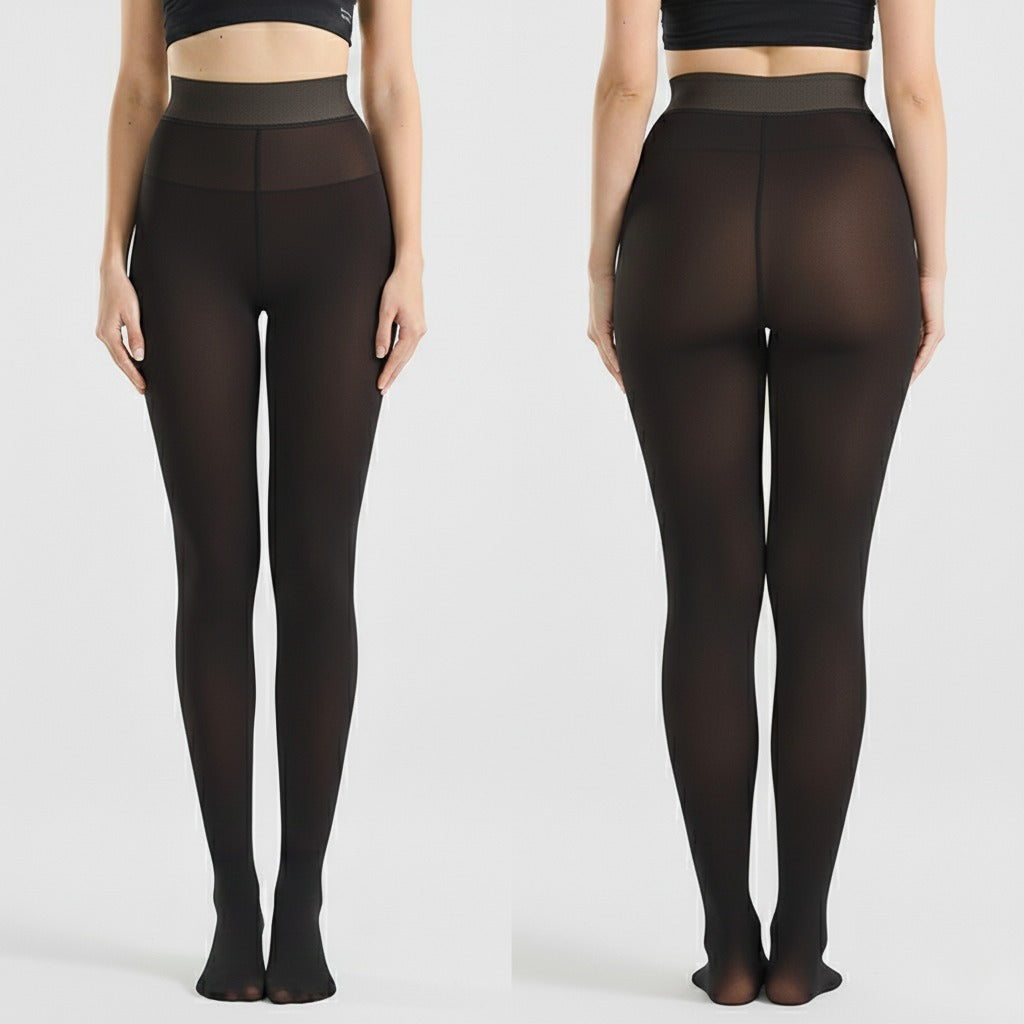 warm sheer tights with skin-tone effect – winter thermal pantyhose