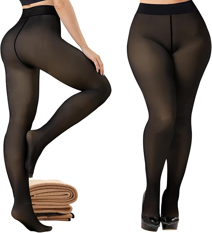warm sheer tights with skin-tone effect – winter thermal pantyhose