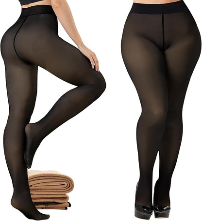 Warm Sheer Tights with Skin-Tone Effect – Winter Thermal Pantyhose