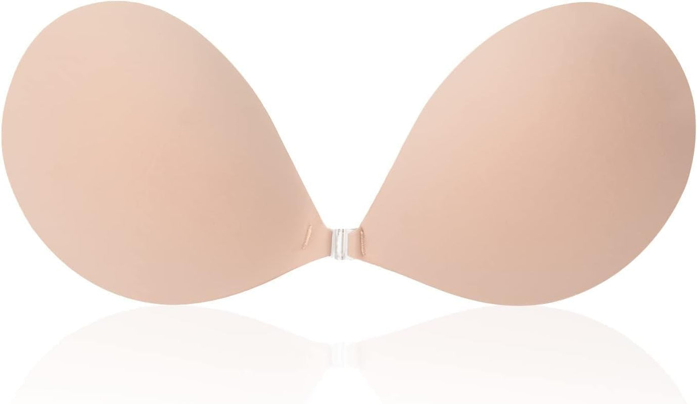 Strapless Sticky Bra Invisible Sticky Boobs Silicone Adhesive Bra Backless Pushup Lift Bra Beige