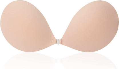 Strapless Sticky Bra Invisible Sticky Boobs Silicone Adhesive Bra Backless Pushup Lift Bra Beige