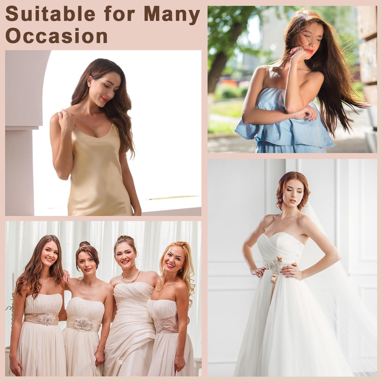 Strapless Sticky Bra Invisible Sticky Boobs Silicone Adhesive Bra Backless Pushup Lift Bra Beige